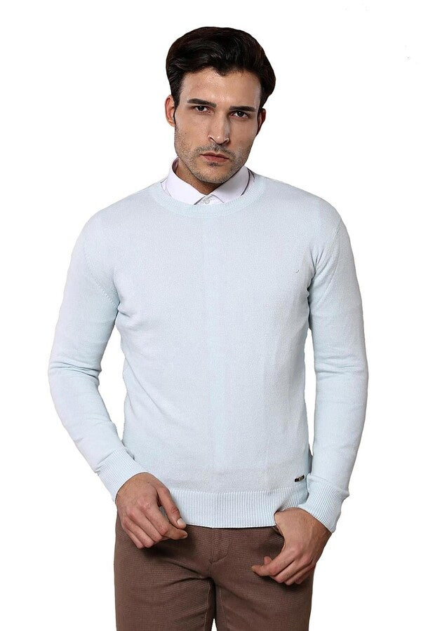 WSS Circle Collar Ice Blue Sweater  - Plainfield