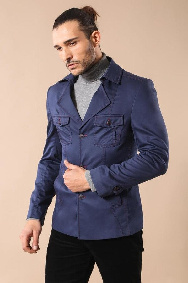 WSS Navy Blue Cotton Trench Coat  - Sydney