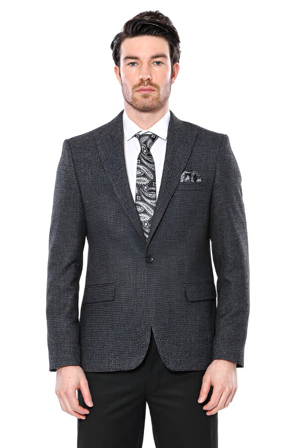 WSS Peak Lapel Dark Grey Blazer  - Singen