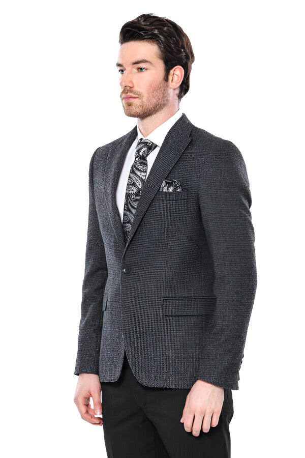 WSS Peak Lapel Dark Grey Blazer  - Singen