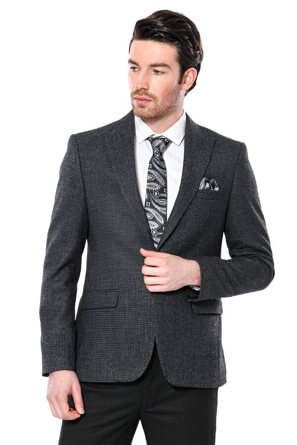 WSS Peak Lapel Dark Grey Blazer  - Singen