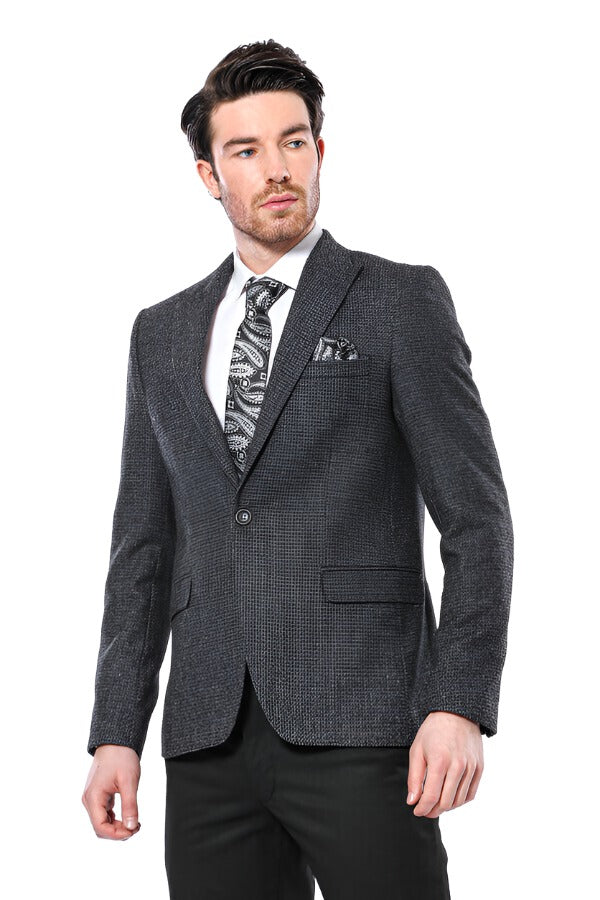 WSS Peak Lapel Dark Grey Blazer  - Singen