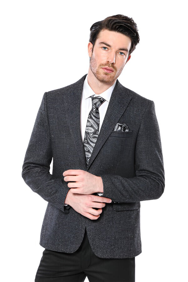 WSS Peak Lapel Dark Grey Blazer  - Singen