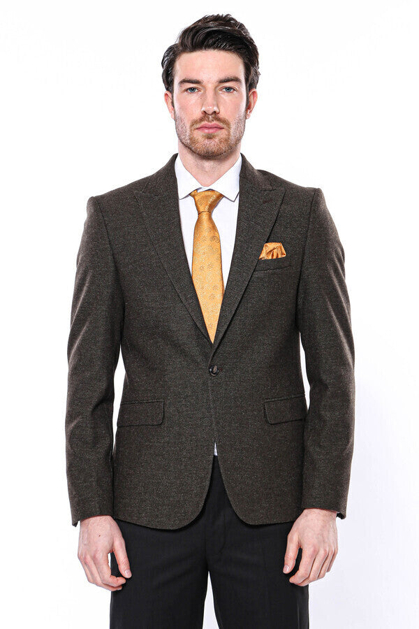 WSS Peak Lapel Khaki Men's Blazer  - West Palm Beach