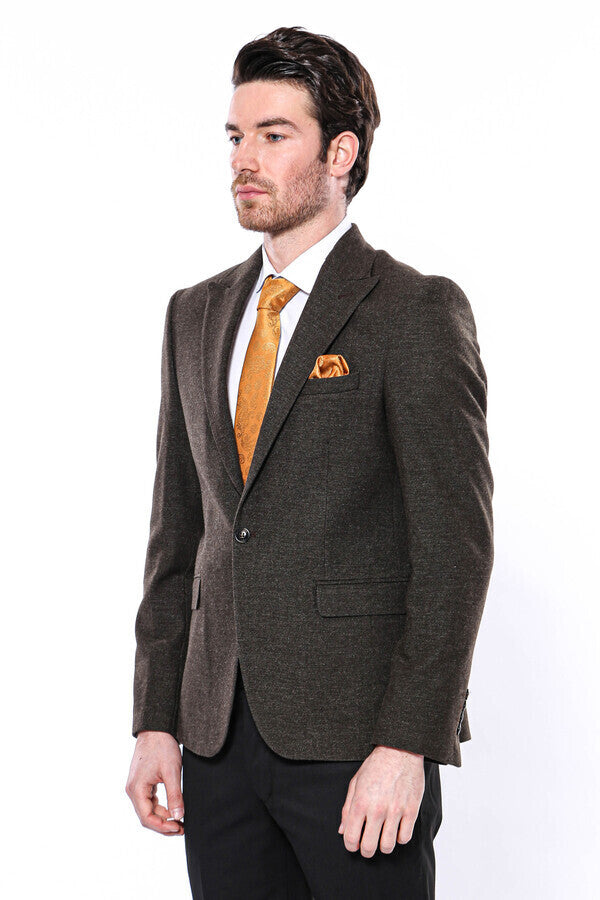 WSS Peak Lapel Khaki Men's Blazer  - West Palm Beach