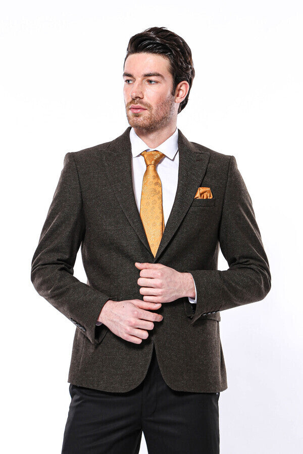 WSS Peak Lapel Khaki Men's Blazer  - West Palm Beach