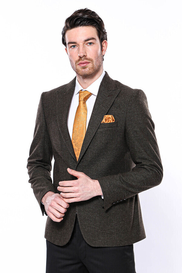 WSS Peak Lapel Khaki Men's Blazer  - West Palm Beach