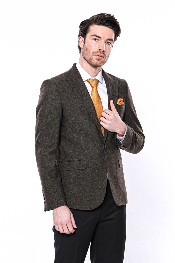 WSS Peak Lapel Khaki Men's Blazer  - West Palm Beach