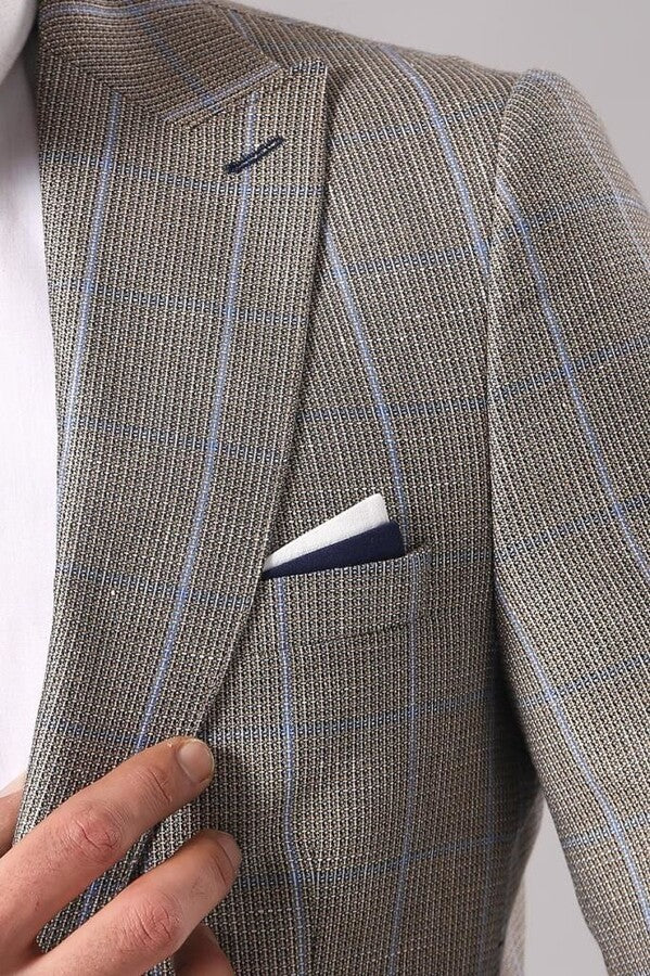 WSS Single Button Plaid Cream Blazer  - Singen