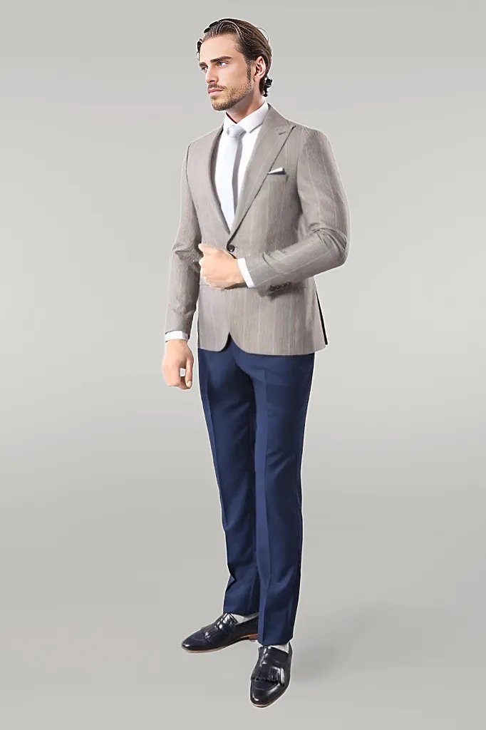 WSS Single Button Plaid Cream Blazer  - Singen