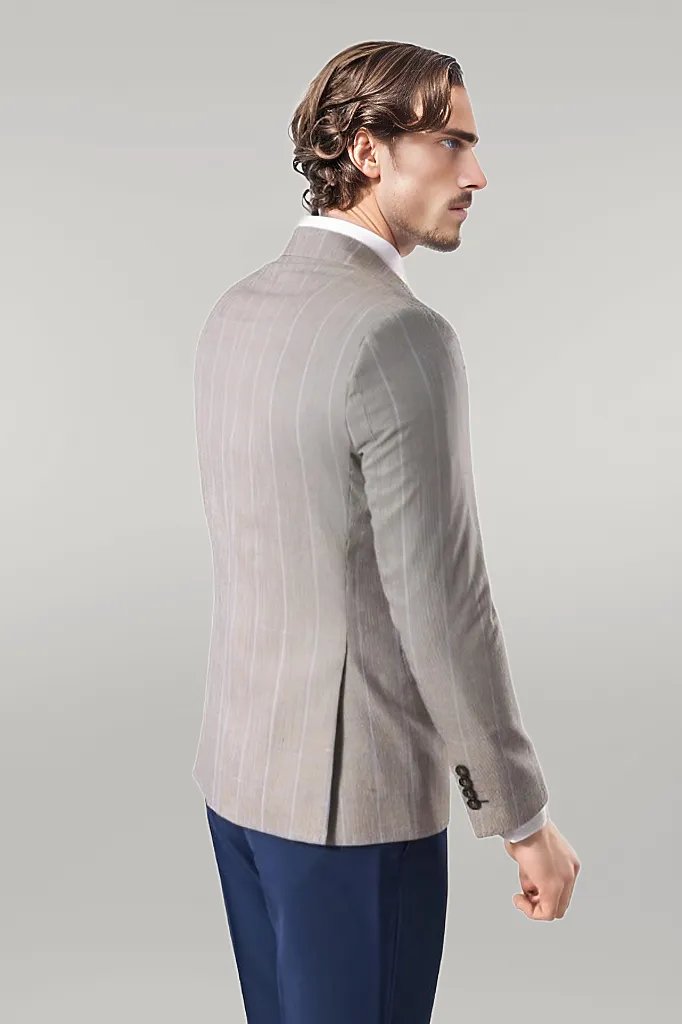 WSS Single Button Plaid Cream Blazer  - Singen