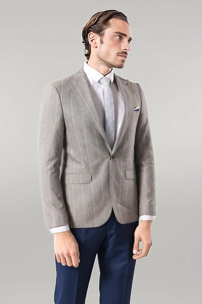 WSS Single Button Plaid Cream Blazer  - Singen