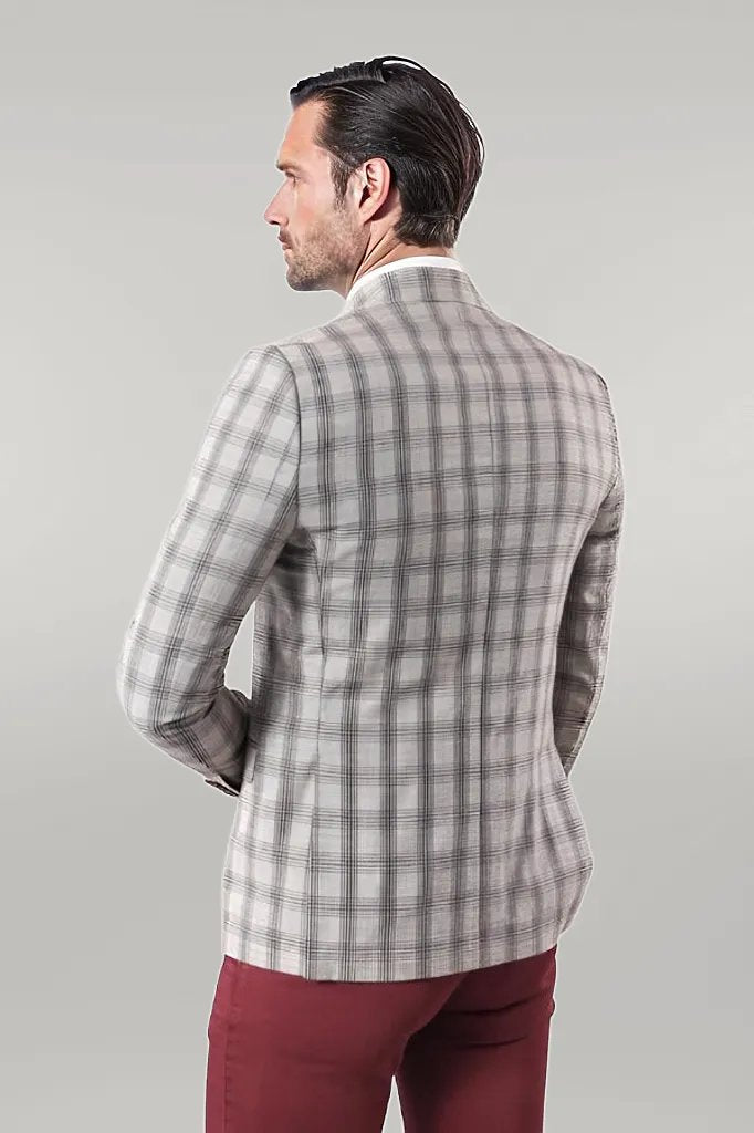 WSS Single Button Wide Pointed Collar Beige Blazer  - Singen