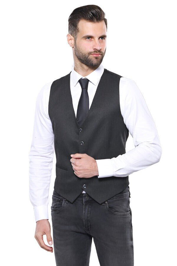 WSS Smoked Plain Blazer Vest Set  - Singen