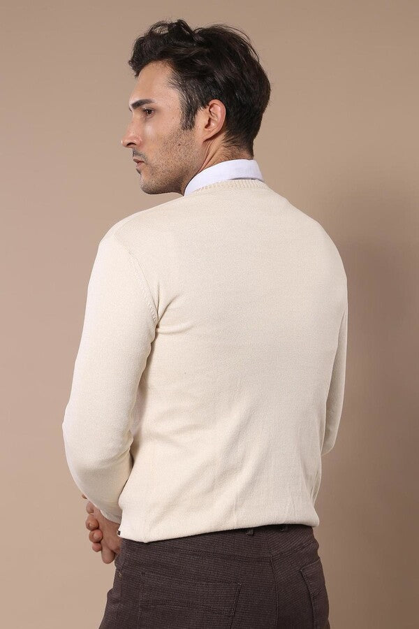 WSS V Neck Cream Sweater  - Harlingen