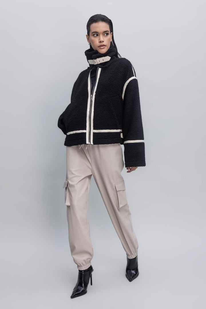 BSL Women Faux Leather Cargo Jogging Pants - Coeur dAlene