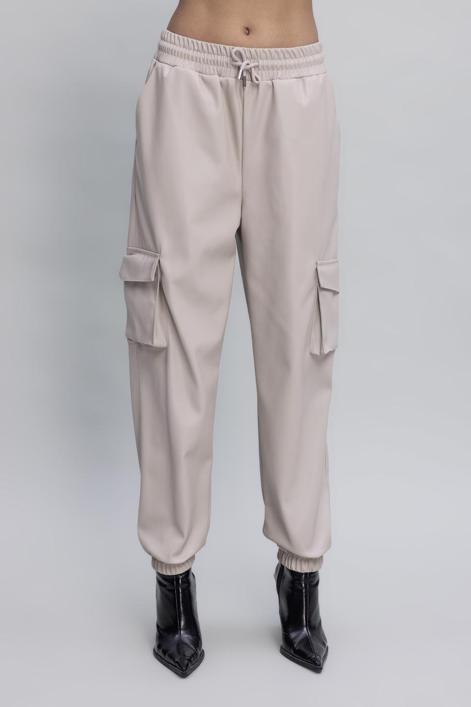 BSL Women Faux Leather Cargo Jogging Pants - Coeur dAlene