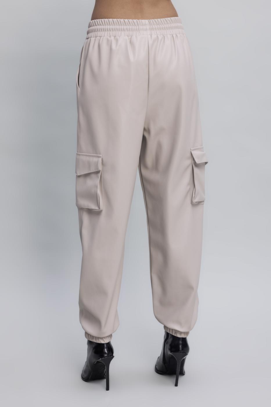 BSL Women Faux Leather Cargo Jogging Pants - Coeur dAlene