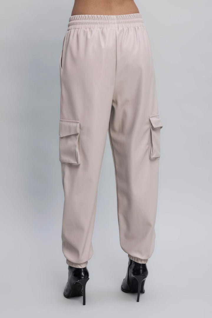BSL Women Faux Leather Cargo Jogging Pants - Coeur dAlene