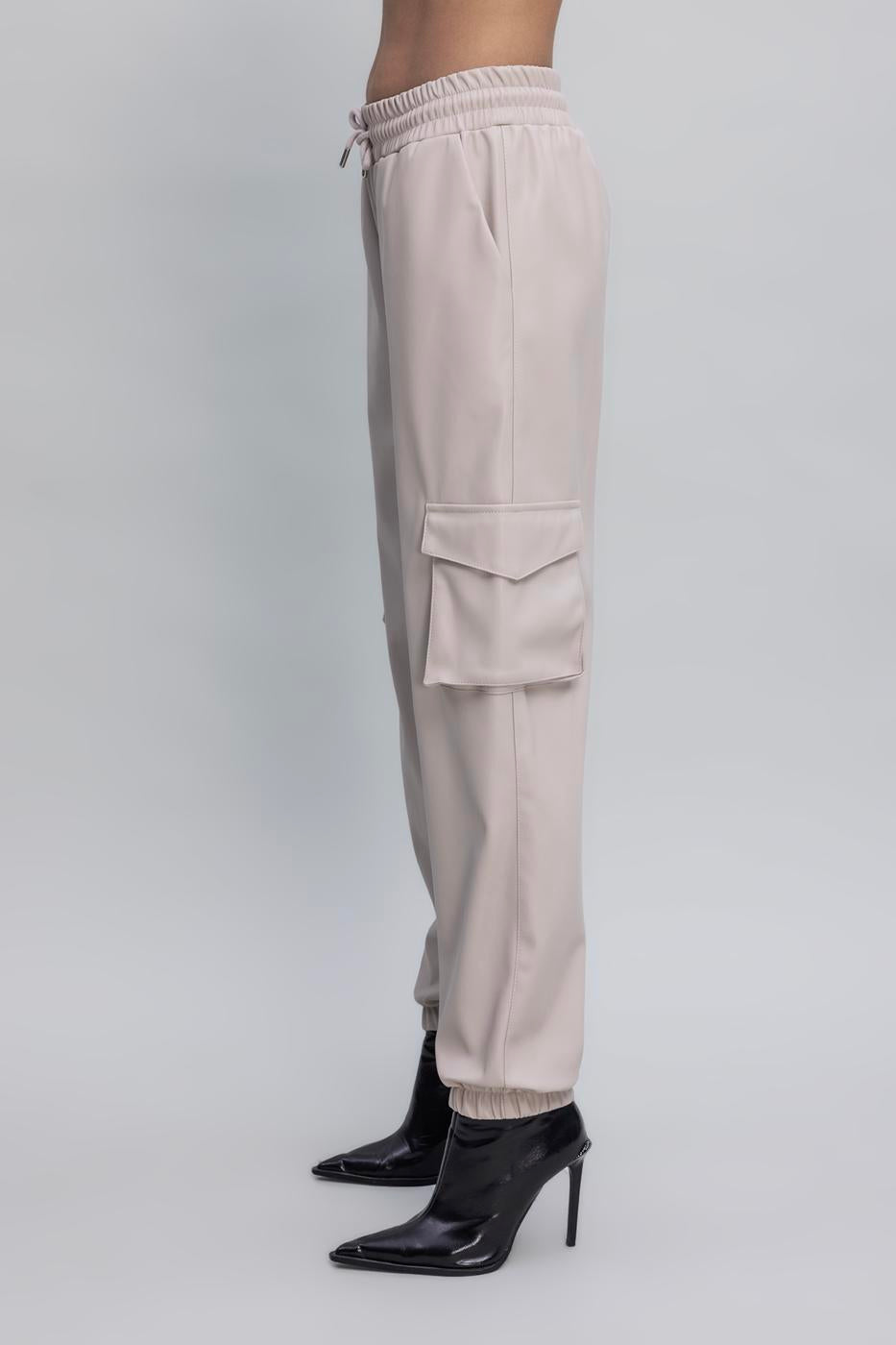 BSL Women Faux Leather Cargo Jogging Pants - Coeur dAlene