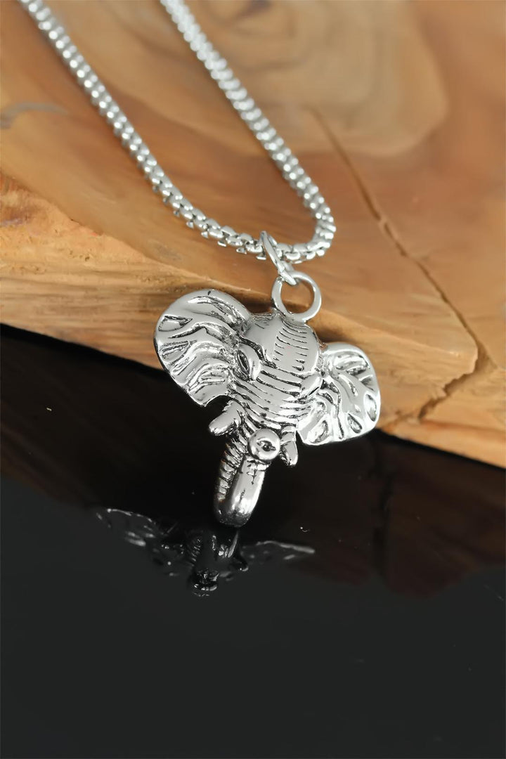 EBJ Elephant Design Silver Color Chain Men's Necklace - Doral