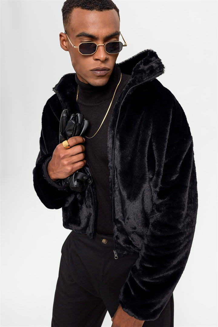 ANT Men's Standing Collar Faux Fur Coat - Canton