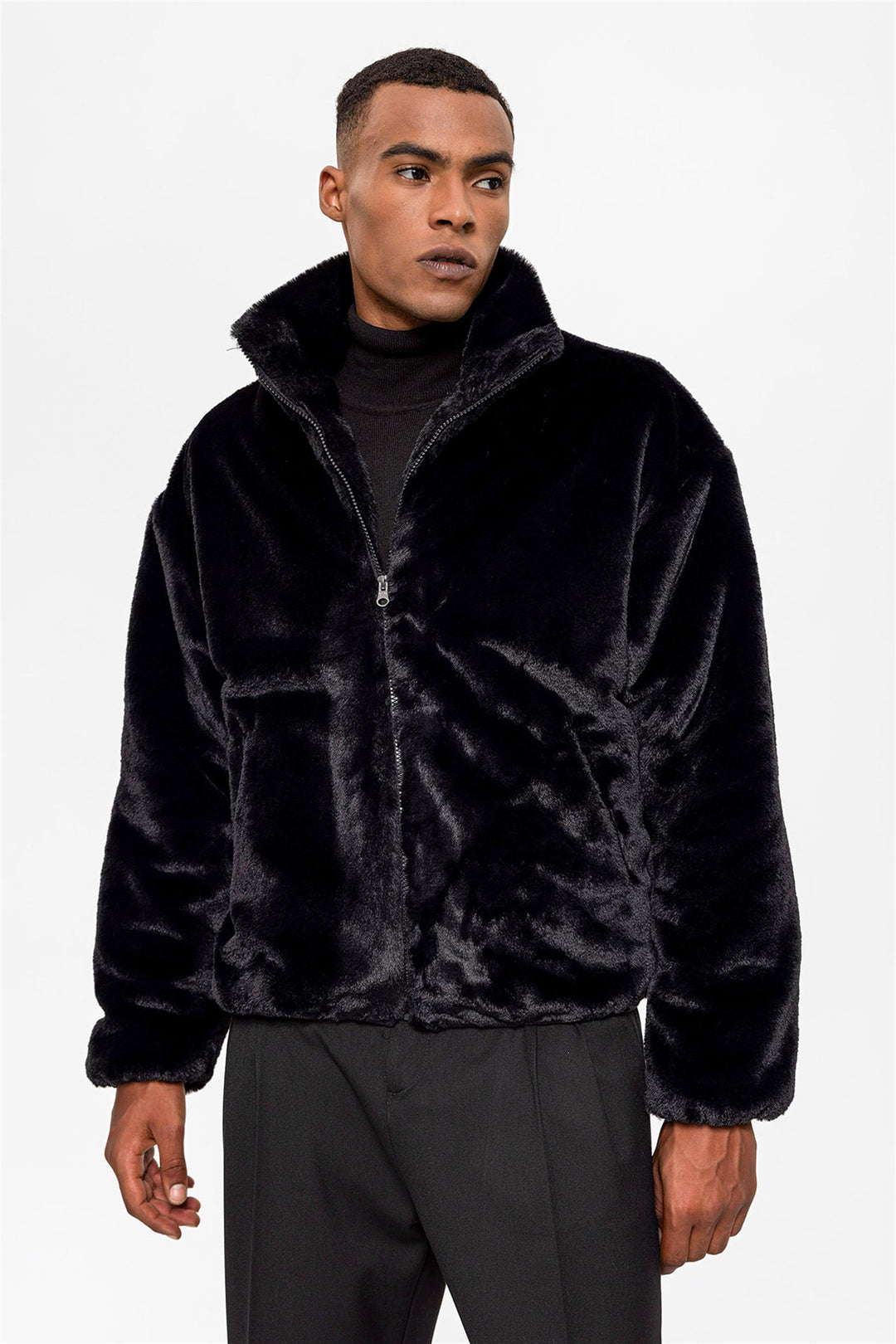 ANT Men's Standing Collar Faux Fur Coat - Canton