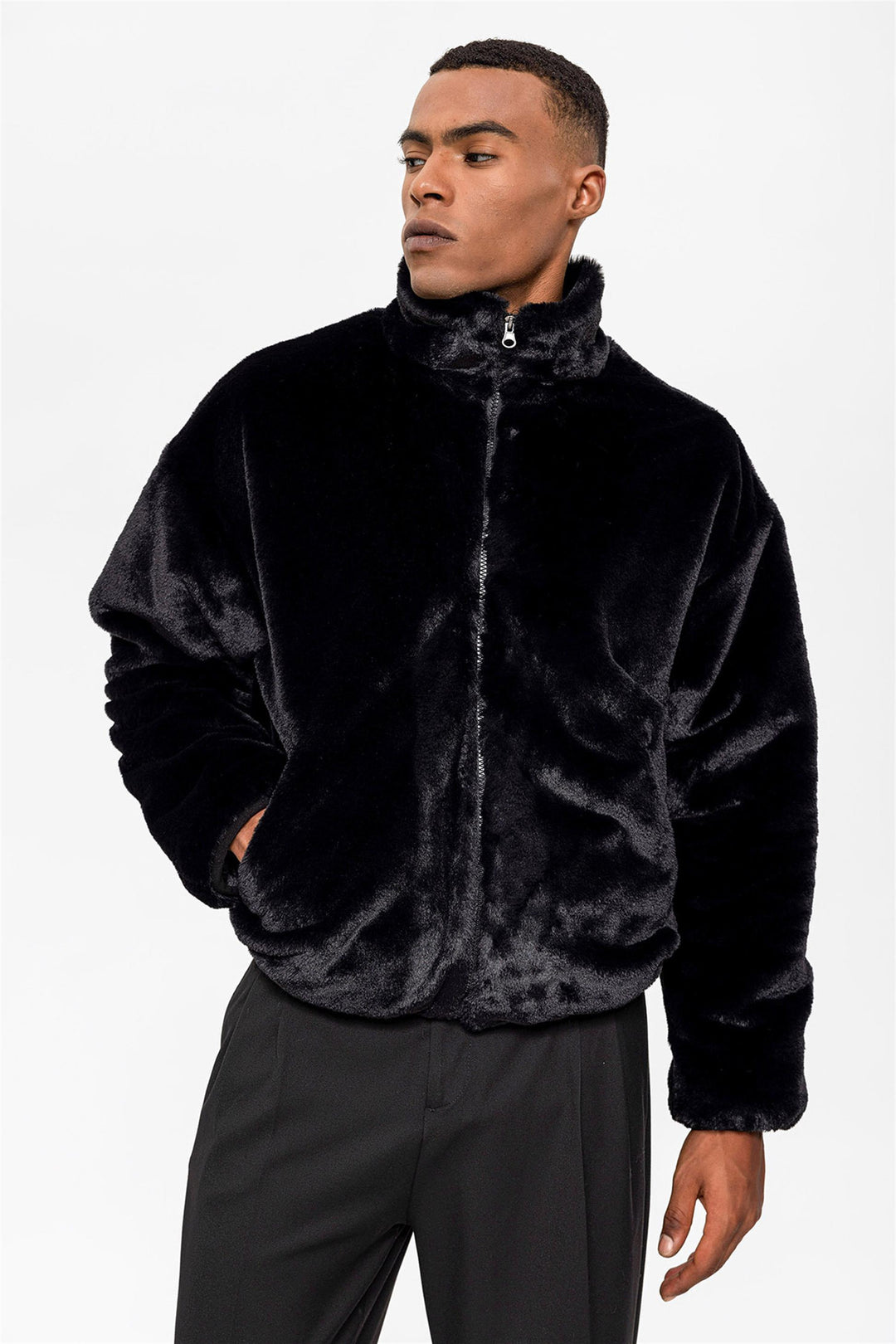 ANT Men's Standing Collar Faux Fur Coat - Canton