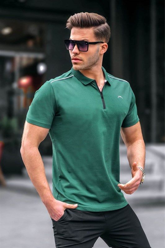 MDX Men's Dark Green Basic Zippered Polo Shirt 6076 - Springfield