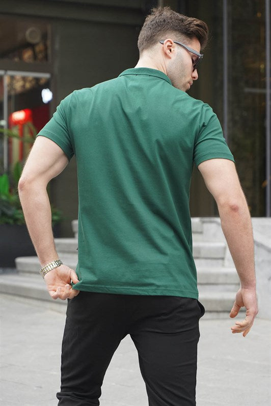 MDX Men's Dark Green Basic Zippered Polo Shirt 6076 - Springfield