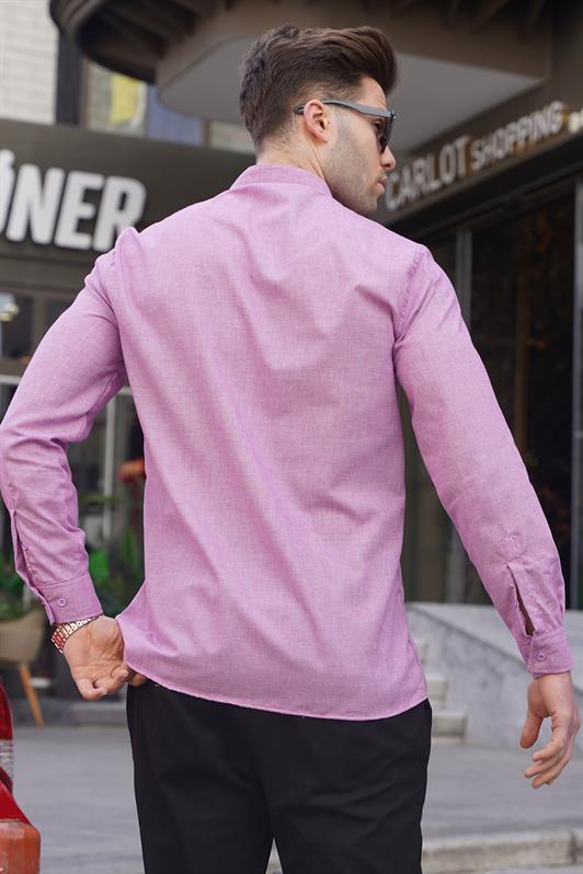 MDX Men's Purple Linen Plain Long Sleeve Shirt 5548 - Odessa