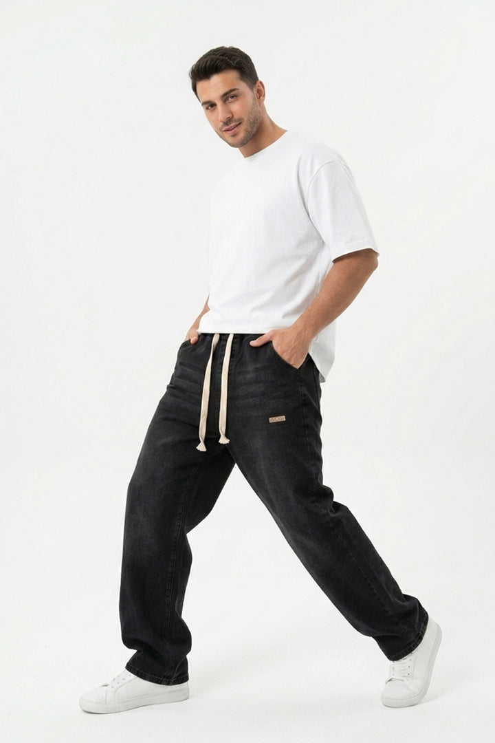 BGD Women Erkek Rahat Kesim Baggy Jean Pantolon 30073 - Siyah - Jersey City