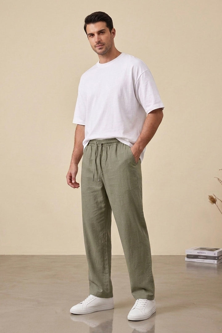 BGD Women Erkek Rahat Keten Pantolon 30118 - Haki - Highlands Ranch