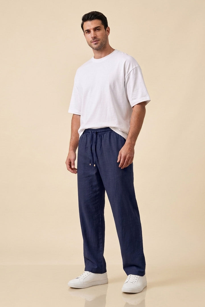 BGD Women Erkek Rahat Keten Pantolon 30118 - Lacivert - Cozumel