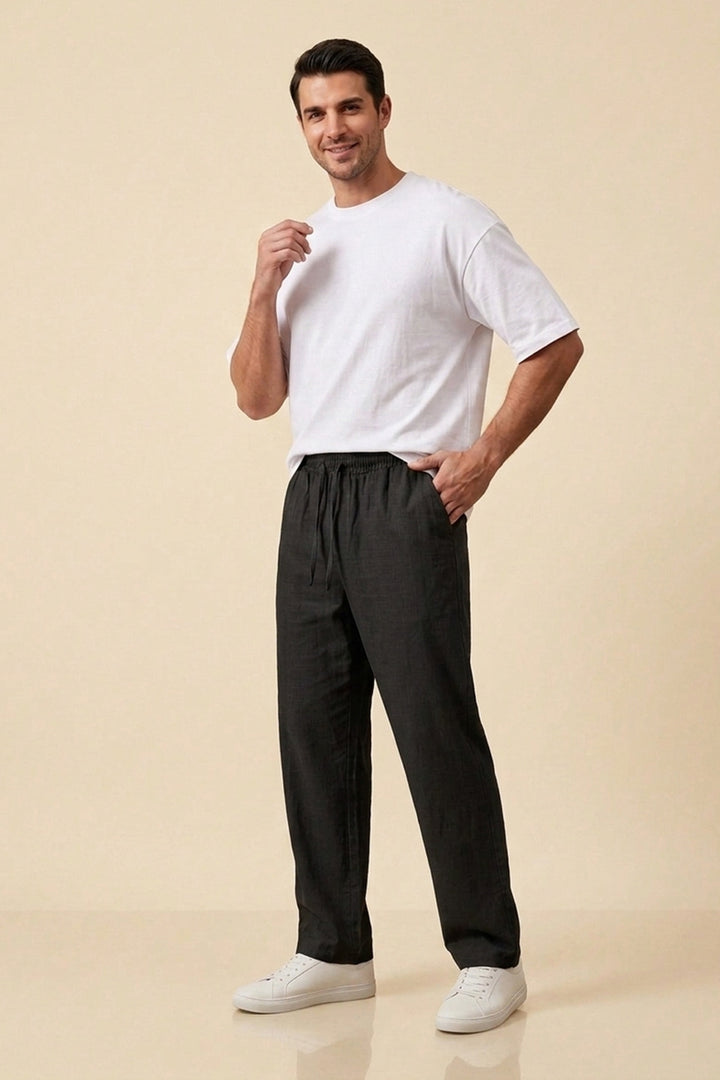 BGD Women Erkek Rahat Keten Pantolon 30118 - Siyah - South San Francisco