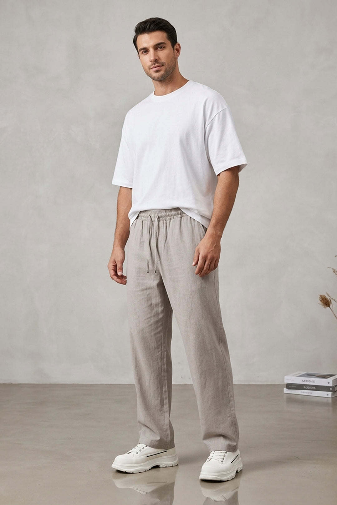 BGD Women Erkek Rahat Keten Pantolon 30118 - Taş - Tyler