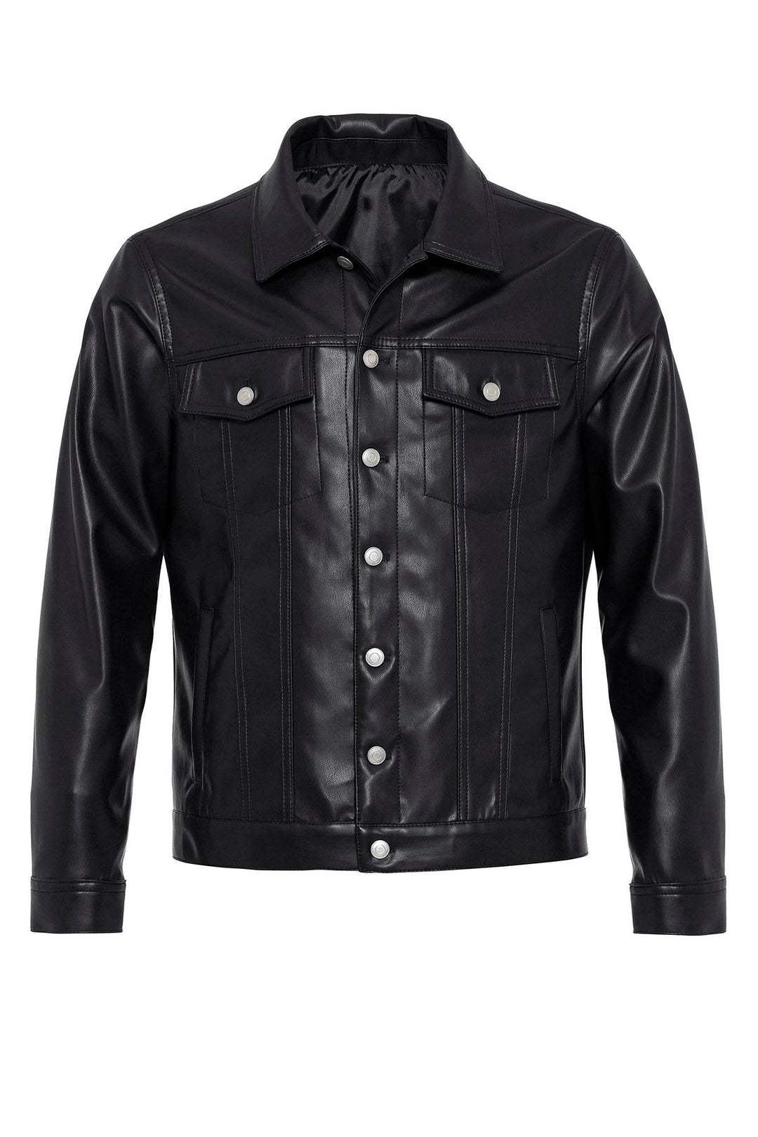ANT Men's Slim Fit Button Closure Leather Coat - Wesley Chapel
