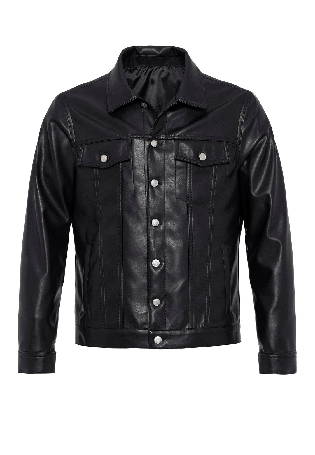 ANT Men's Slim Fit Button Closure Leather Coat - Wesley Chapel