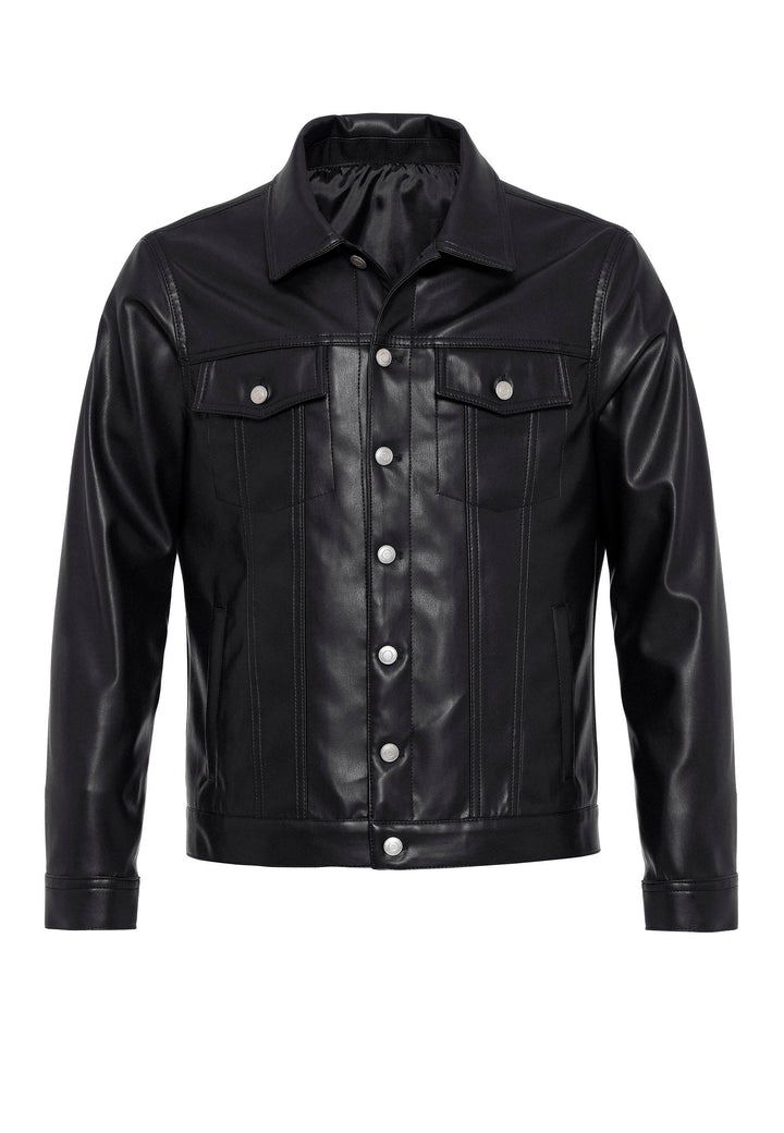 ANT Men's Slim Fit Button Closure Leather Coat - Wesley Chapel