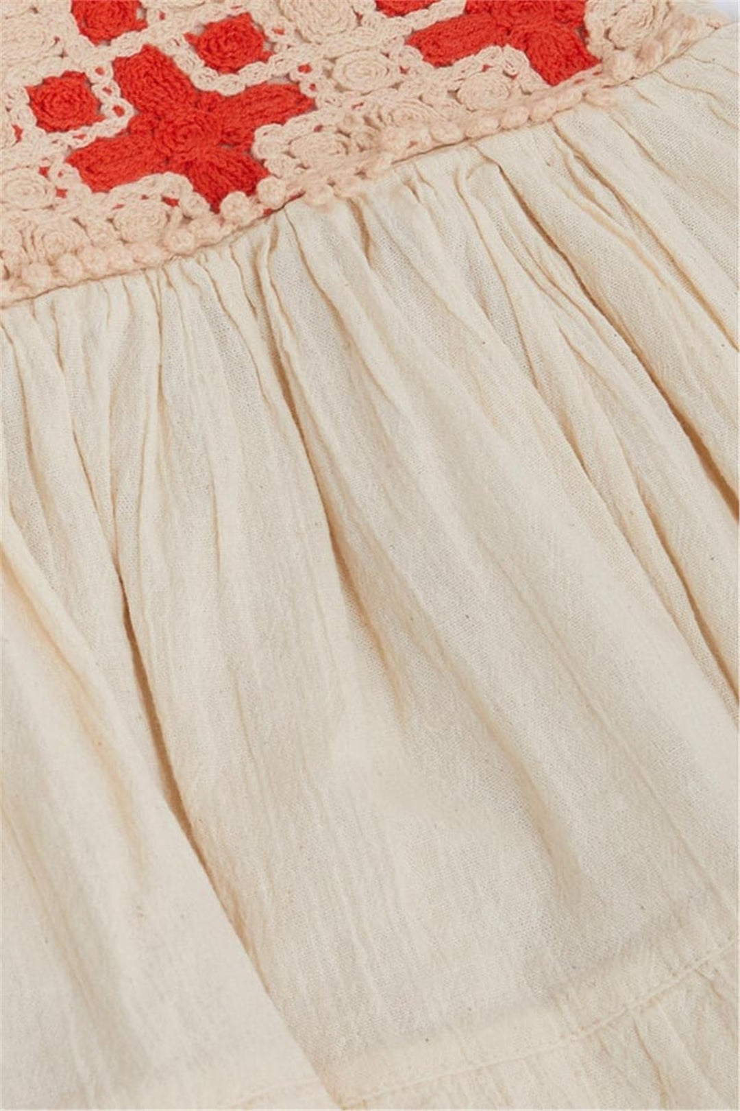 BRE Escabel Girl's Dress Knitted with Straps and Motifs, 5-9 Years, Cream - Hueyapan de Ocampo