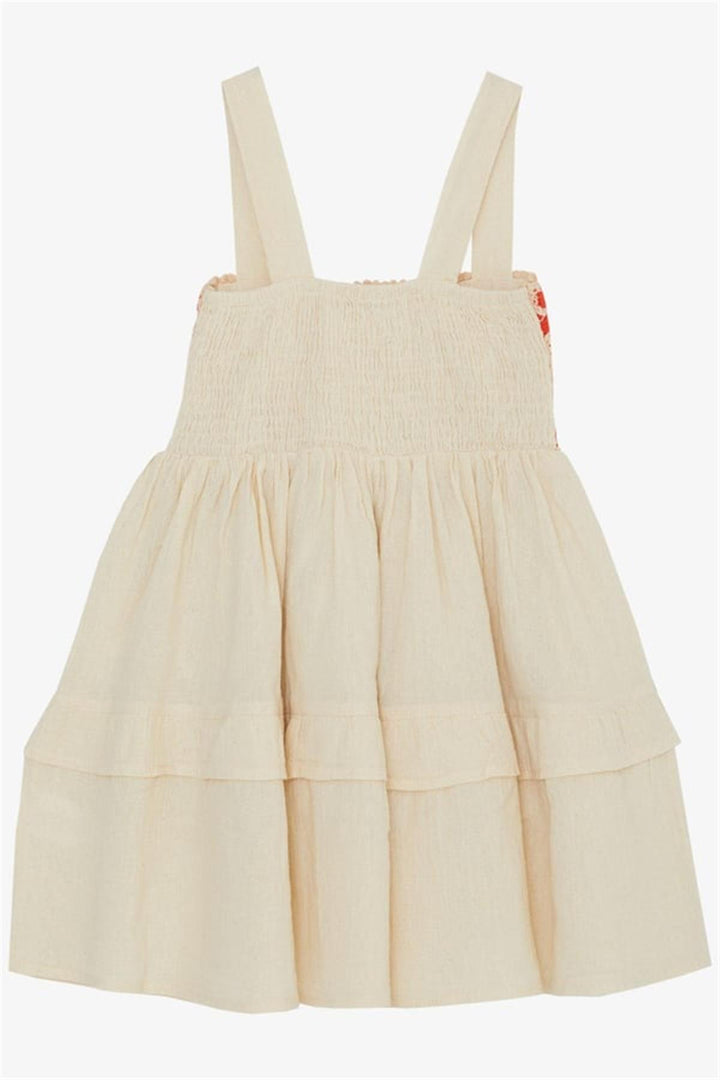 BRE Escabel Girl's Dress Knitted with Straps and Motifs, 5-9 Years, Cream - Hueyapan de Ocampo