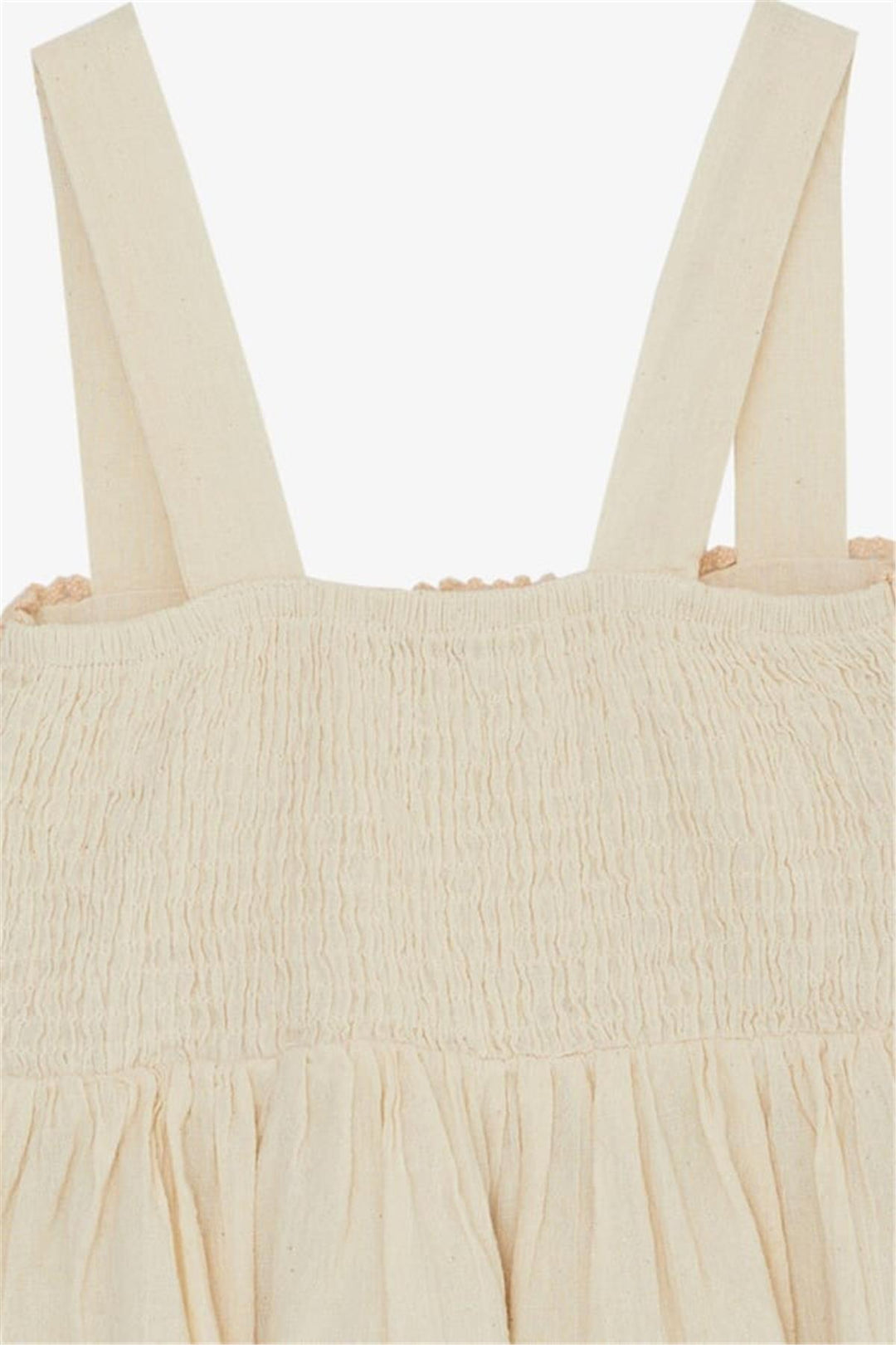 BRE Escabel Girl's Dress Knitted with Straps and Motifs, 5-9 Years, Cream - Hueyapan de Ocampo