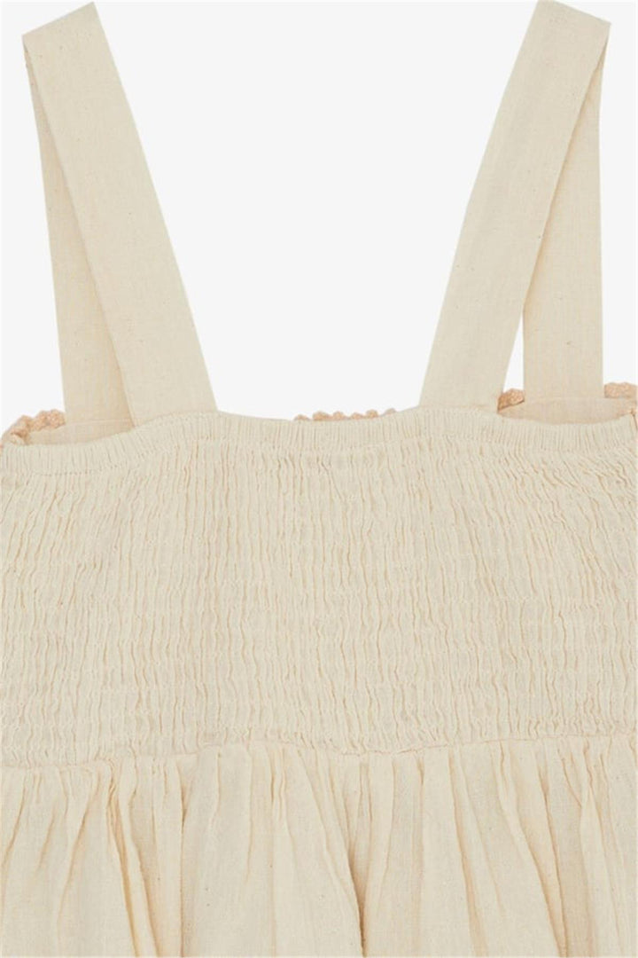 BRE Escabel Girl's Dress Knitted with Straps and Motifs, 5-9 Years, Cream - Hueyapan de Ocampo