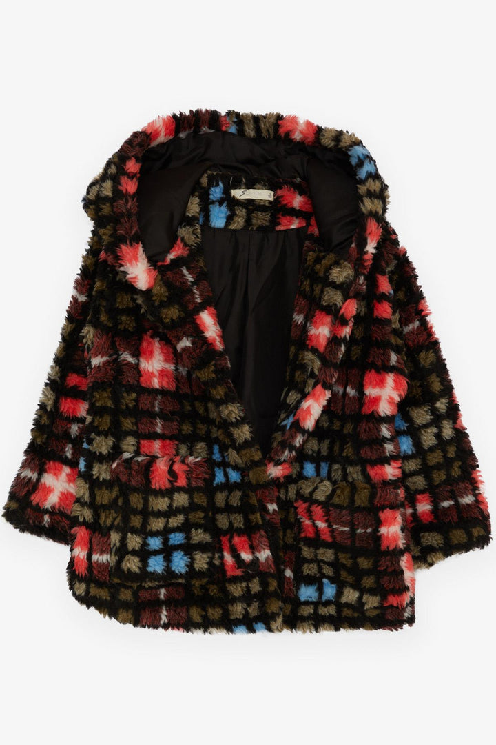 BRE Escabel Girl's Plaid Patterned Hooded Buttoned Coat 2-6 Years, Mixed Color - Seixal