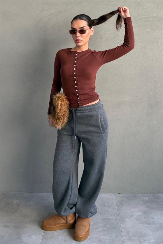 MDX Anthracite Wide Leg Comfort Fit Elastic Waist Sweatpants MG2581 - Aigáleo