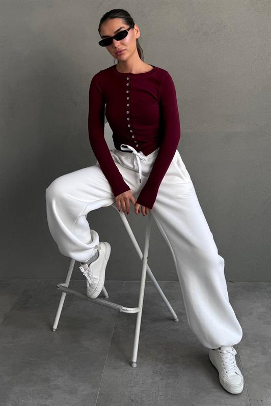 MDX Ecru Wide Leg Comfort Fit Elastic Waist Sweatpants MG2581 - Sanlúcar de Barrameda