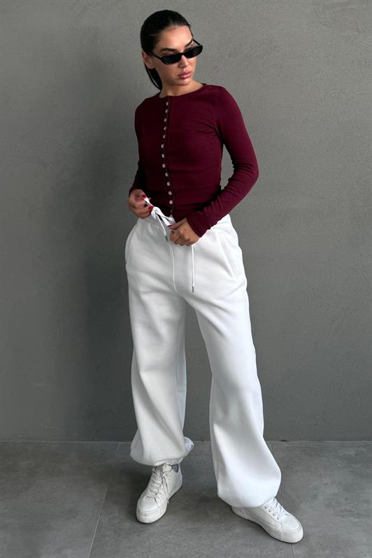 MDX Ecru Wide Leg Comfort Fit Elastic Waist Sweatpants MG2581 - Sanlúcar de Barrameda