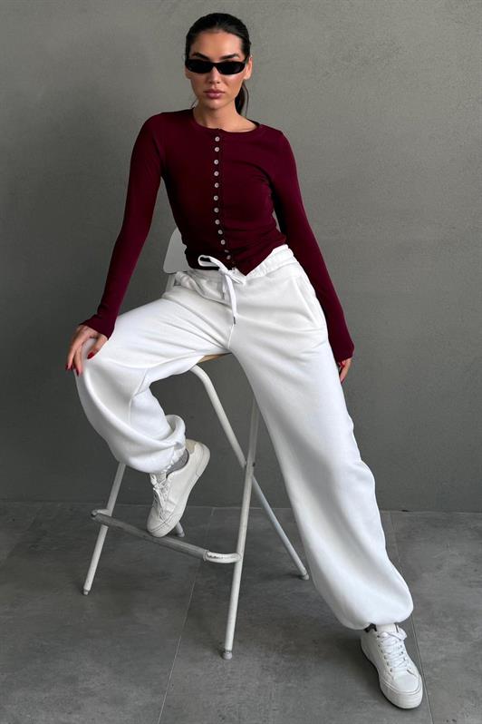MDX Ecru Wide Leg Comfort Fit Elastic Waist Sweatpants MG2581 - Sanlúcar de Barrameda