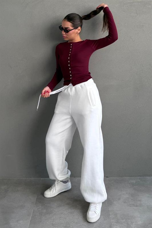 MDX Ecru Wide Leg Comfort Fit Elastic Waist Sweatpants MG2581 - Sanlúcar de Barrameda
