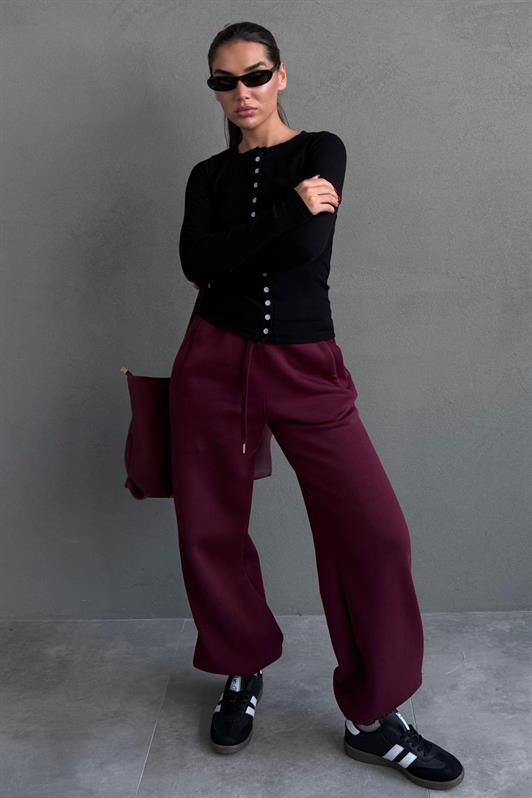 MDX Bordo Geniş Paça Rahat Kalıp Lastikli  Eşofman Altı MG2581 - Brighton
